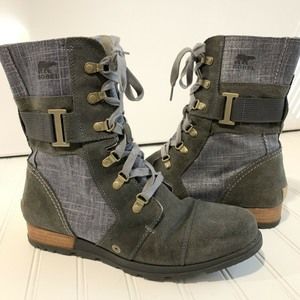 SOREL Major Carly Combat Boots Blue Gray  Size 11